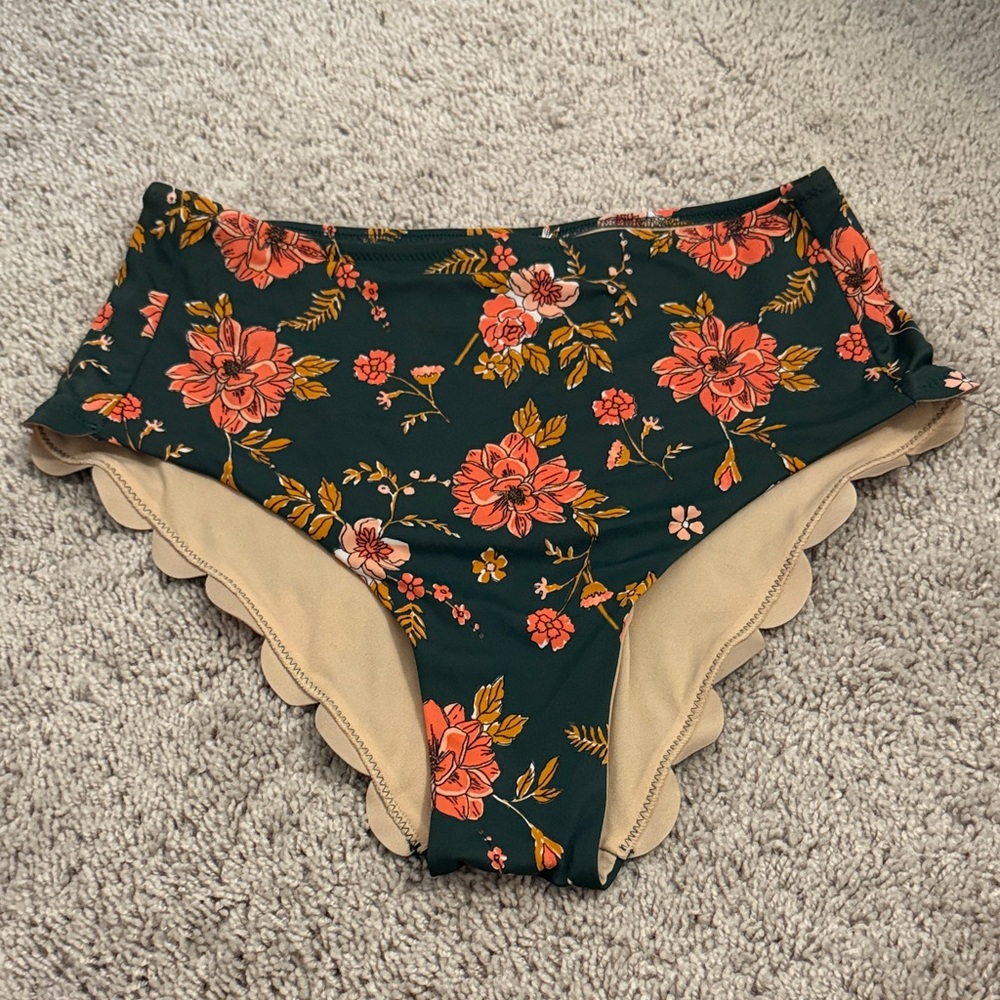 NWOT Floral High-Waisted Bikini Bottoms